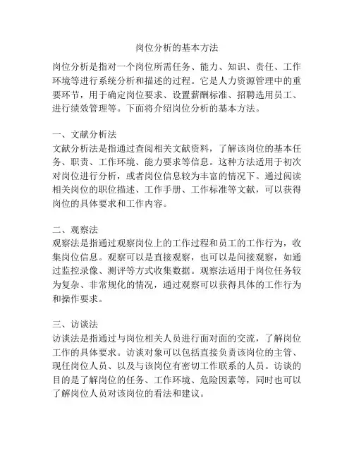 岗位分析的基本方法