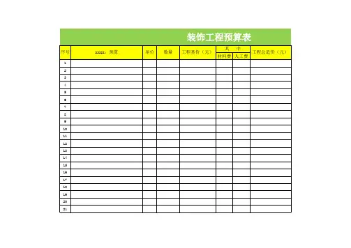 Excel表格通用模板：装饰工程预算表