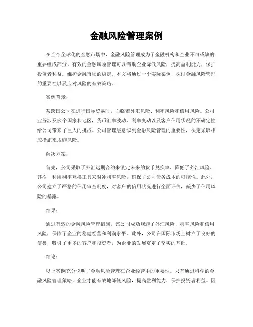 金融风险管理案例