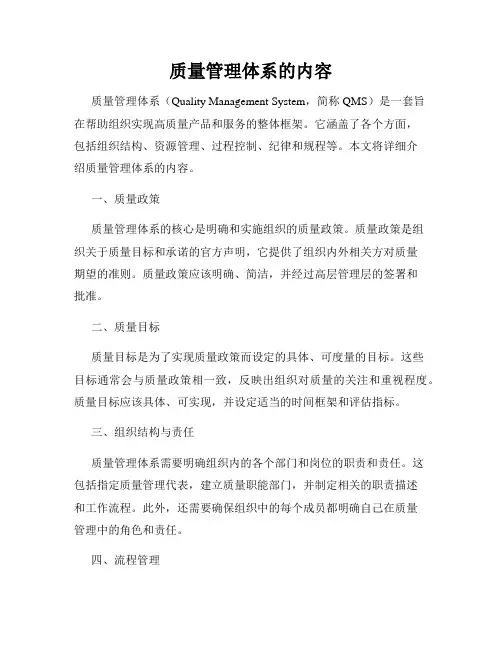 质量管理体系的内容