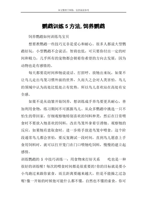 鹦鹉训练5方法,饲养鹦鹉
