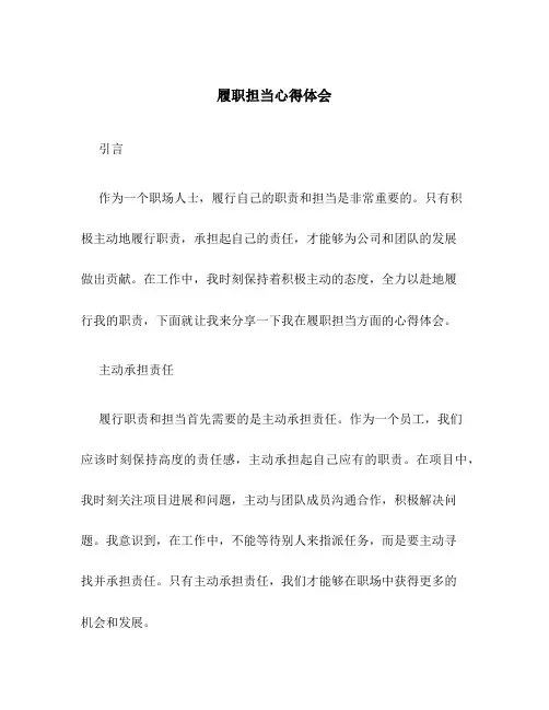 履职担当心得体会
