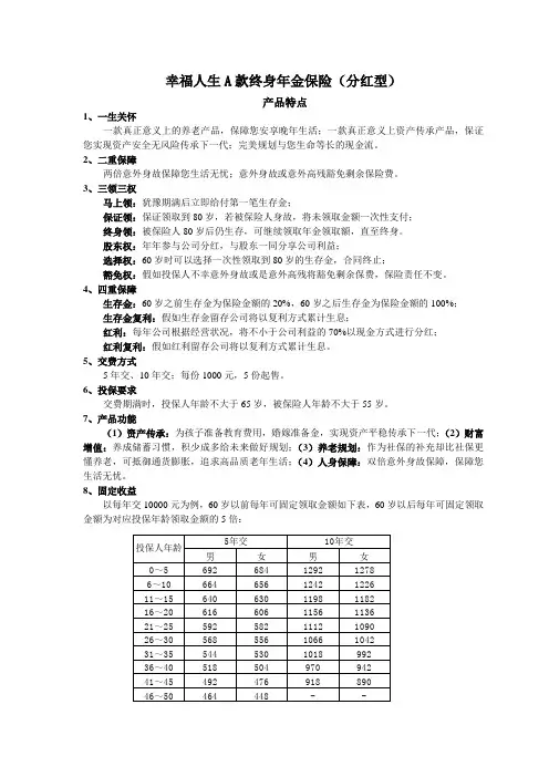 幸福人生产品简介