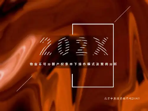 物业不可分割产权条件下操作模式及案例分析