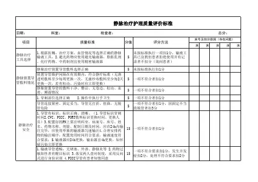 静脉治疗护理质量一级评价标准
