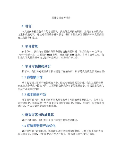 项目亏损分析报告