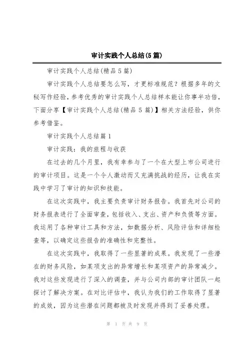 审计实践个人总结(5篇)