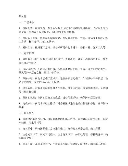 专业补漏工程施工(3篇)