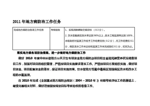 2011年地方病防治工作任务