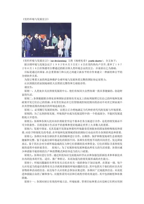 《里约环境与发展宣言》