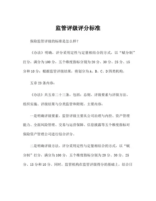 监管评级评分标准