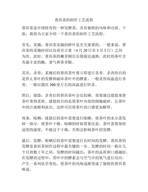 普洱茶的制作工艺流程