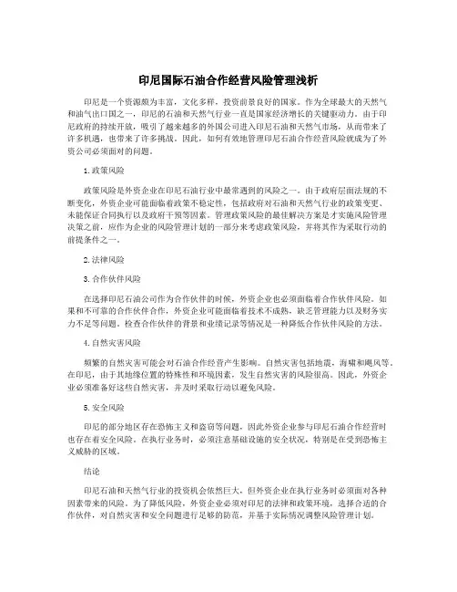 印尼国际石油合作经营风险管理浅析