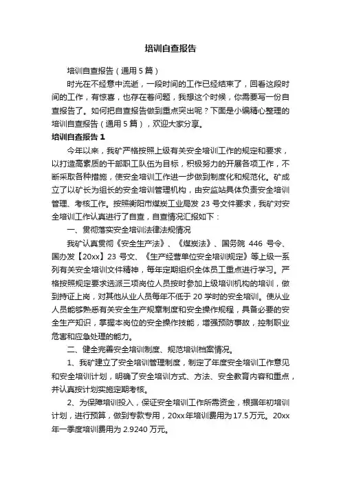 培训自查报告（通用5篇）