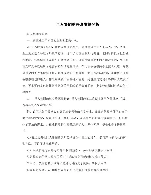 巨人集团的兴衰案例分析