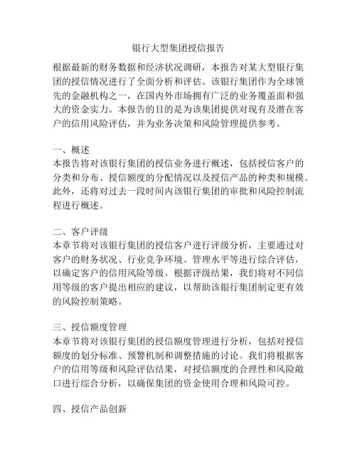 银行大型集团授信报告
