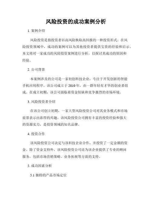 风险投资的成功案例分析
