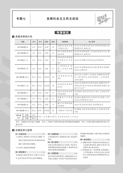 2020版《5年高考3年模拟》一轮复习政治专题七   发展社会主义民主政治