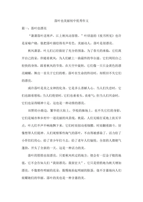落叶也美丽初中优秀作文