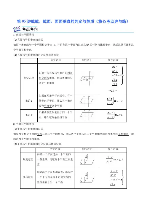 2023学年上海高二上学期数学同步精讲练第05讲线线、线面、面面垂直的判定与性质(核心考点讲与练)