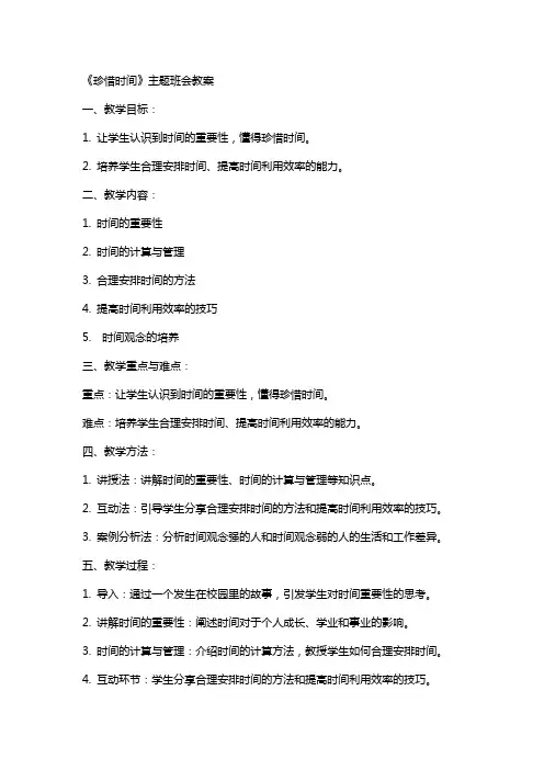 《珍惜时间》主题班会教案