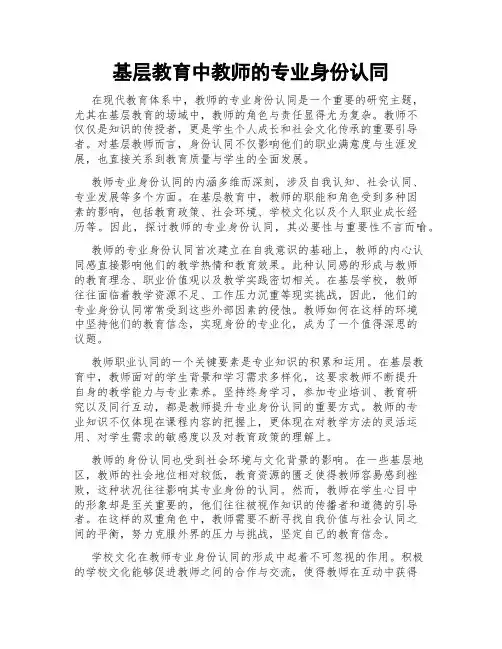 基层教育中教师的专业身份认同
