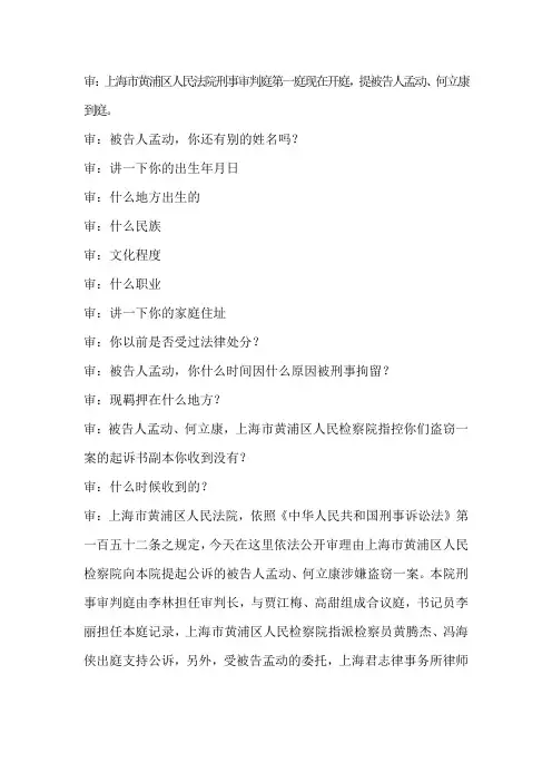 庭审笔录