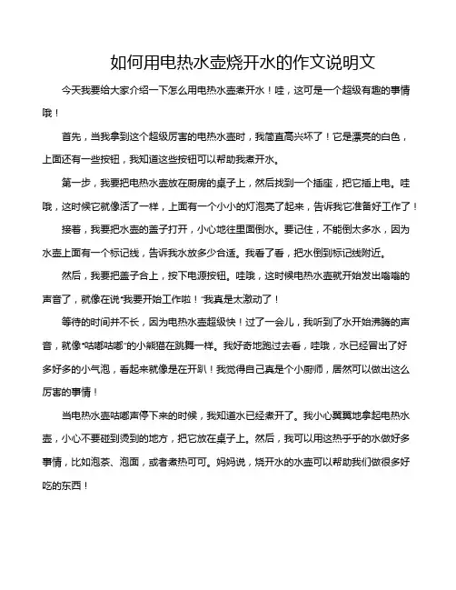 如何用电热水壶烧开水的作文说明文