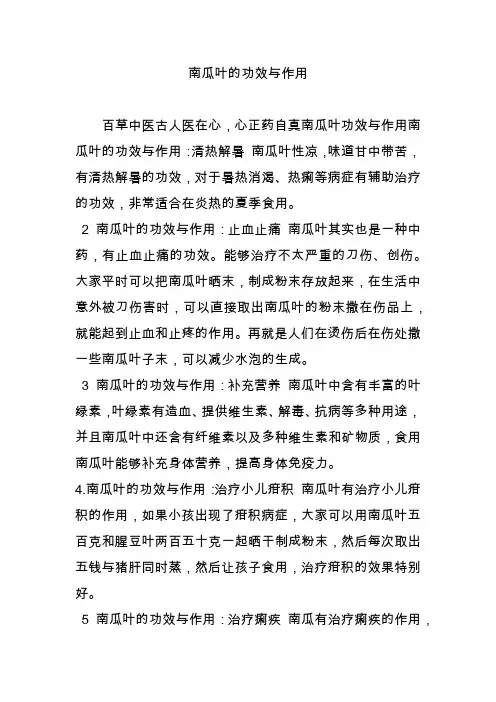 南瓜叶的功效与作用