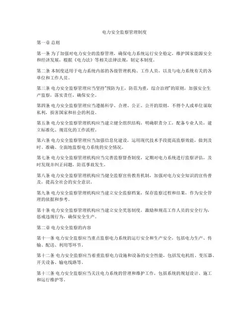 电力安全监察管理制度
