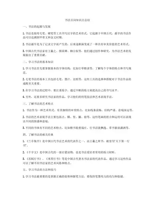 书法百问知识点总结