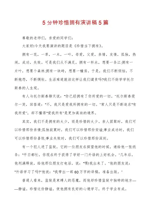 5分钟珍惜拥有演讲稿5篇