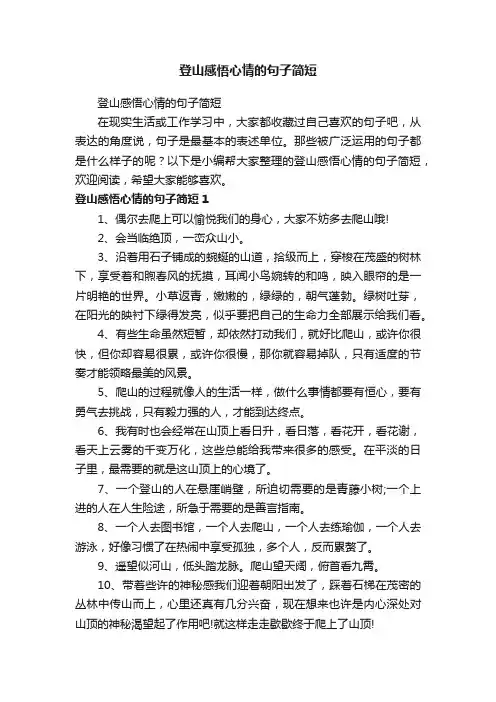 登山感悟心情的句子简短