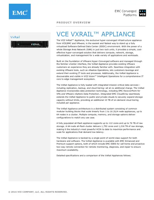 VxRail超融合平台技术规格