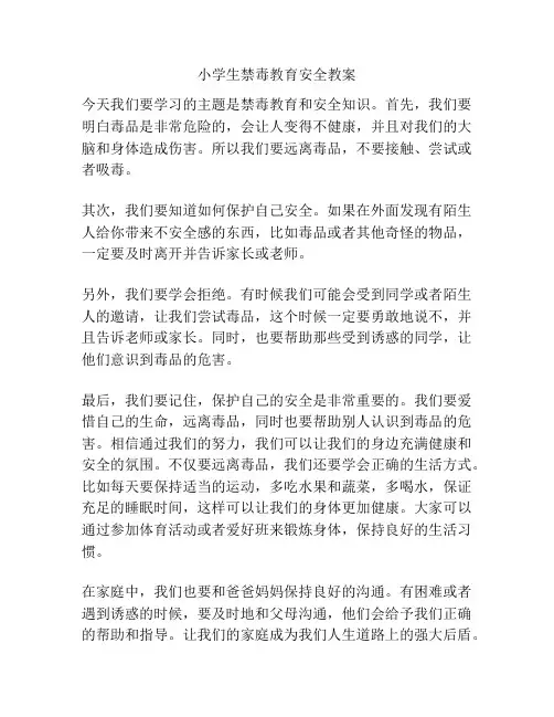 小学生禁毒教育安全教案