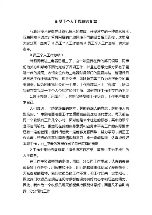 it员工个人工作总结5篇