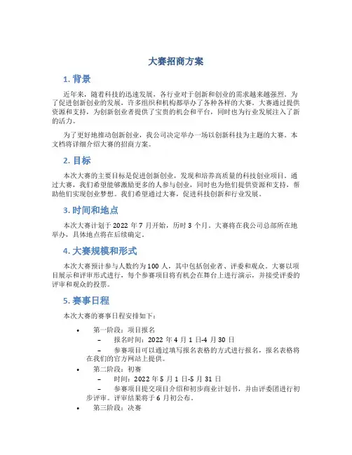 大赛招商方案