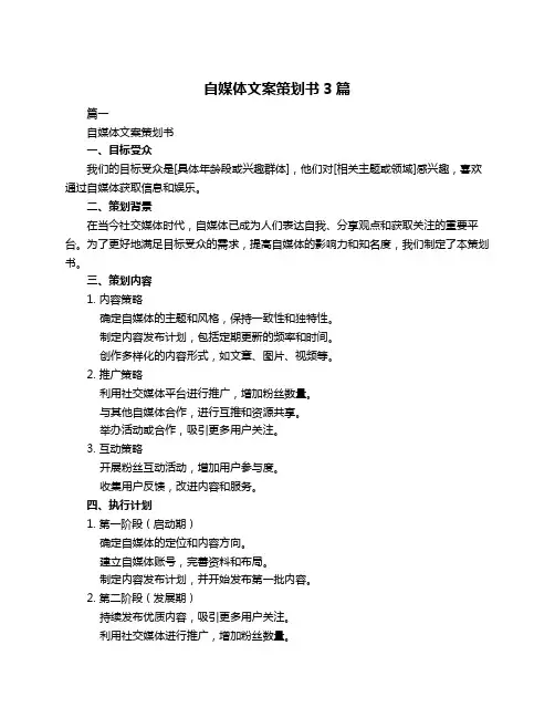 自媒体文案策划书3篇