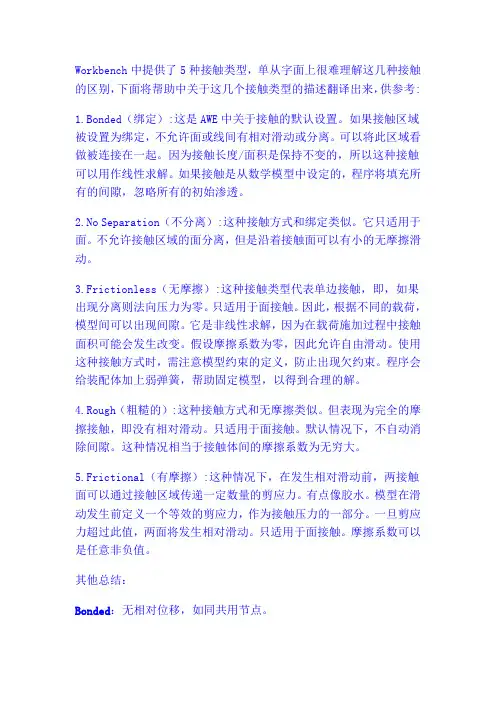 ANSYS接触类型分析