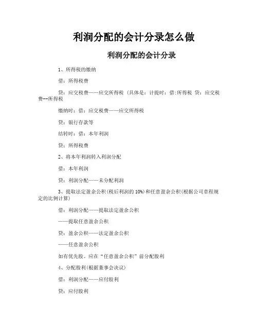 利润分配的会计分录怎么做