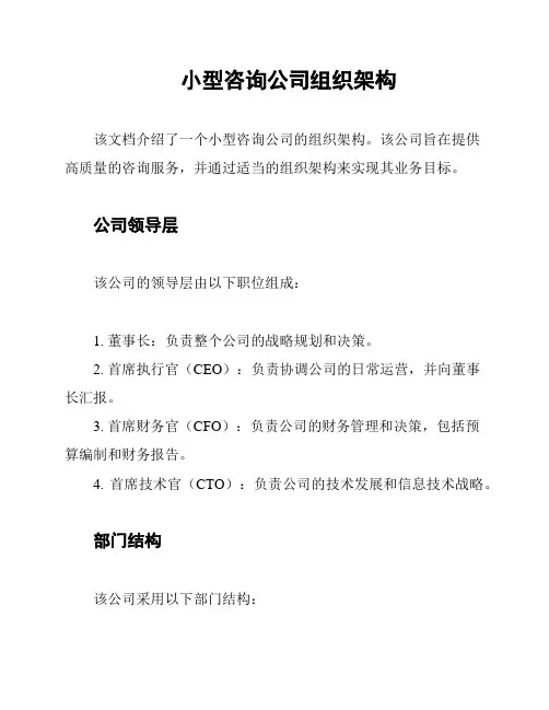 小型咨询公司组织架构