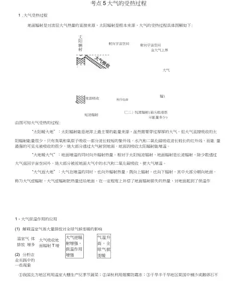 高中地理最基础考点系列考点5大气的受热过程新人教版必修1