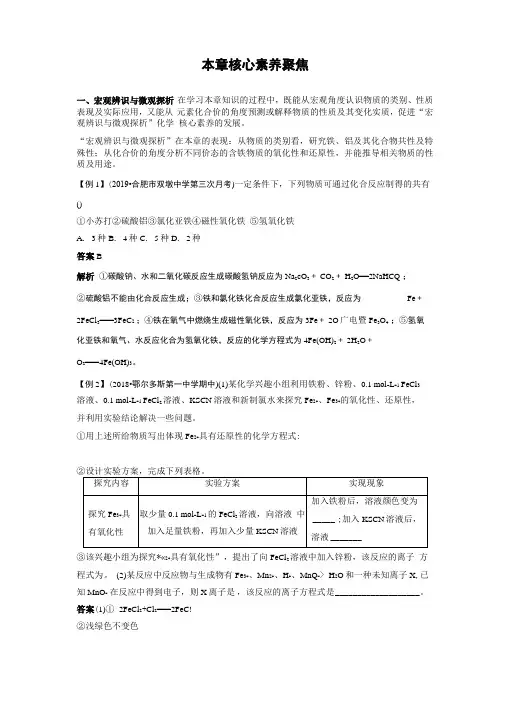 2020年高中化学新教材同步必修第一册本章核心素养聚焦