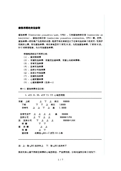 室性早搏的定位诊断