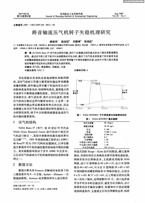 跨音轴流压气机转子失稳机理研究