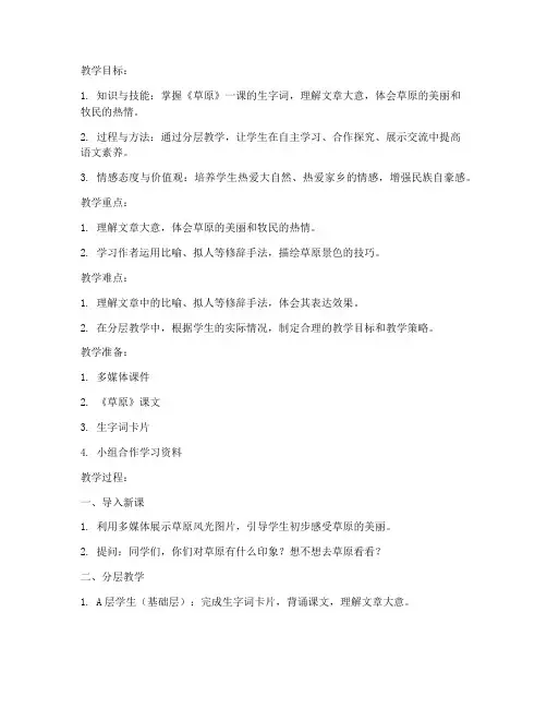 初中教案语文分层教学模板