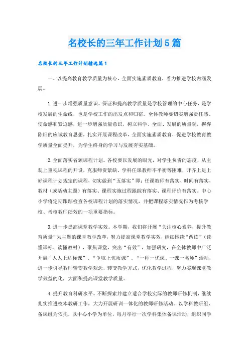 名校长的三年工作计划5篇