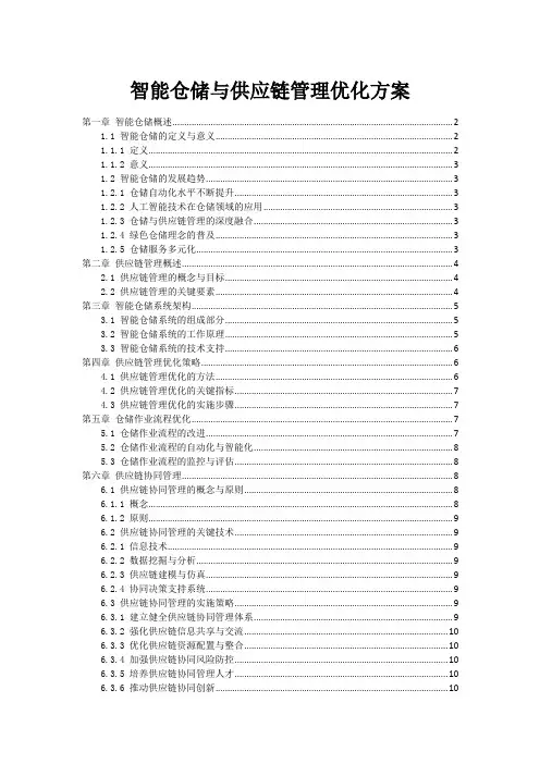智能仓储与供应链管理优化方案