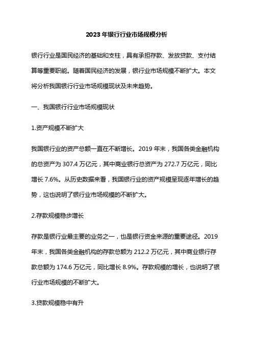 2023年银行行业市场规模分析