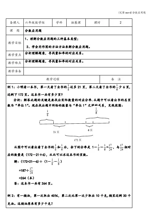 (完整word)分数应用题